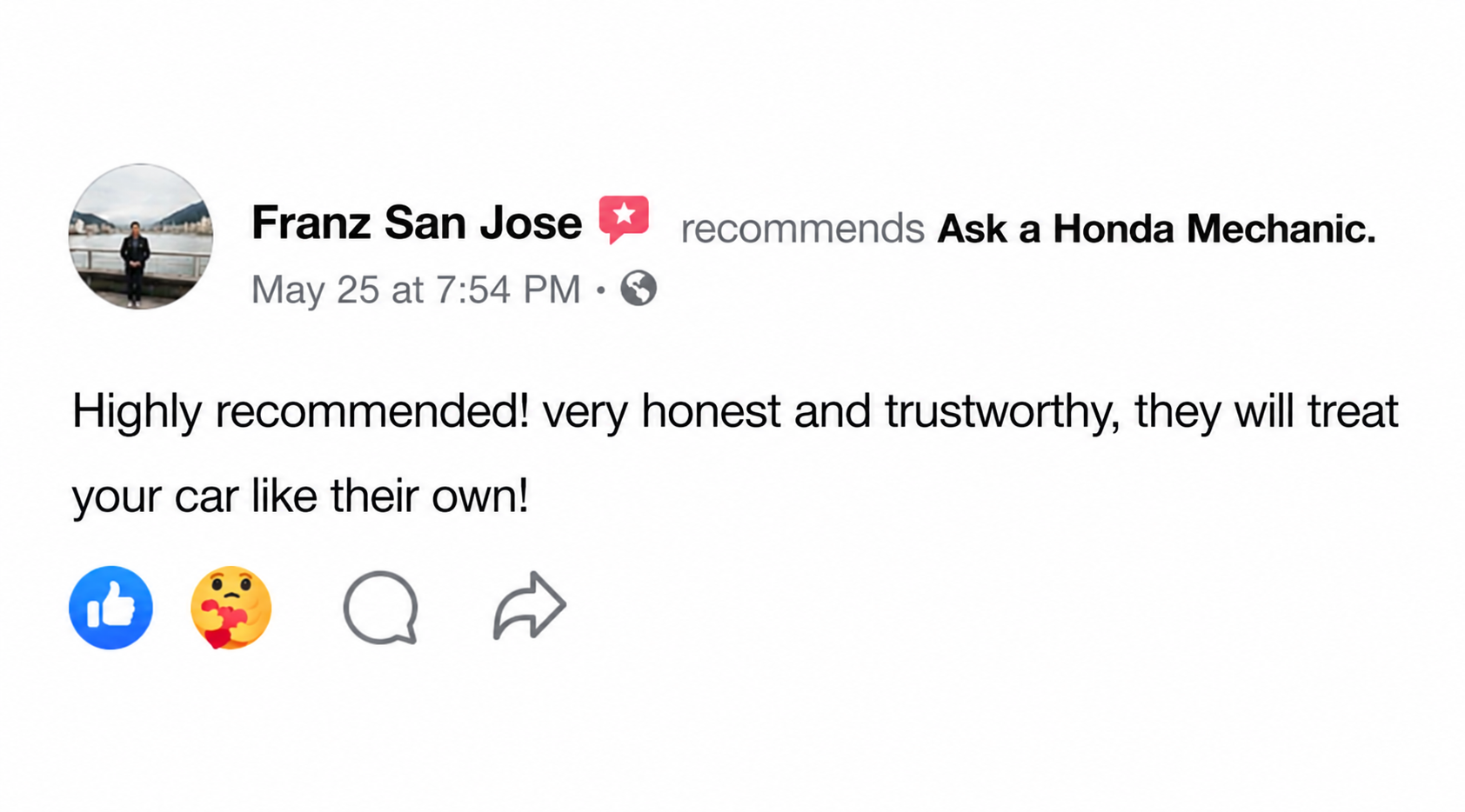 Ask a Honda Mechanic testimonial 1