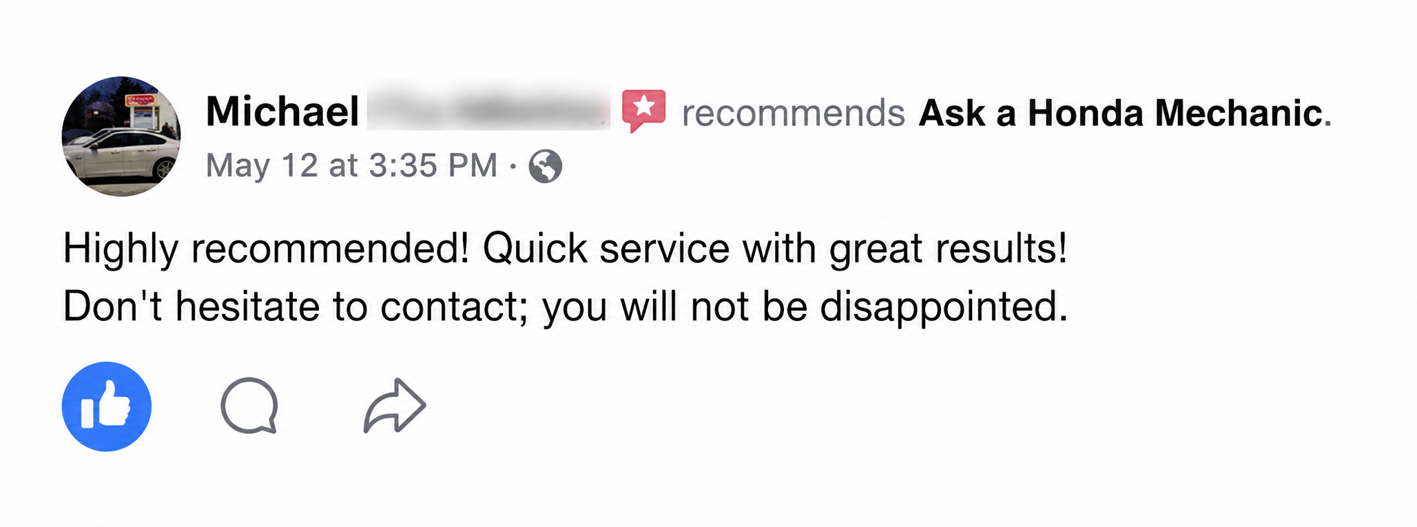Ask a Honda Mechanic testimonial 3