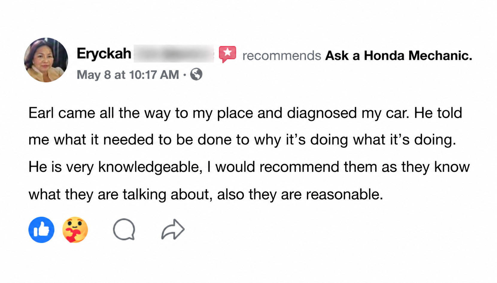 Ask a Honda Mechanic testimonial 4